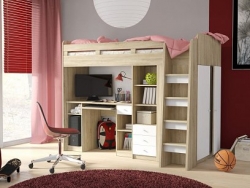 Dětský a studentský pokoj multifunkční postel Unit (Unikum) dub sonoma/bílá