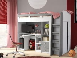 Dětský a studentský pokoj multifunkční postel Unit (Unikum) bílá/šedá