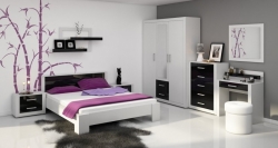 Ložnice Viki bílá/černý lesk postel s roštem