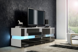 Televizní (tv) stolek Inter bílá/černý lesk