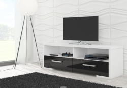Televizní (tv) stolek Roma bílá/černý lesk