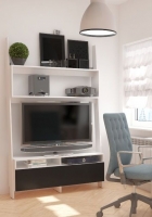 Televizní (tv) stolek Rack bílá mat/černý lesk