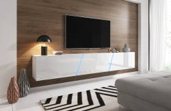 Televizní (tv) stolek Slant 240 s LED osvětlením bílá/bílý lesk