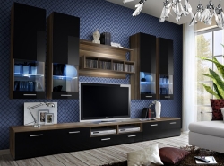 Obývací stěna Dorade s LED švestka/černý lesk