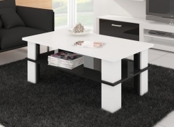 Konferenční stolek Futura II bílá mat/černý lesk bez LED osvětlení