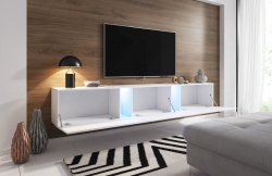 Televizní (tv) stolek Slant 240 s LED osvětlením bílá/bílý lesk