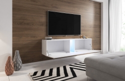 Televizní (tv) stolek Slant 160 s LED osvětlením bílá/bílý lesk