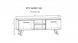 Televizní (tv) stolek Nord craft zlatý/černý